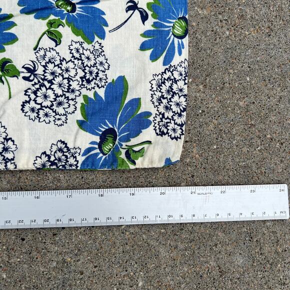 Vintage Cotton Flour Feed Sack Blue Green Daisies Hydrangea - Picture 3 of 5